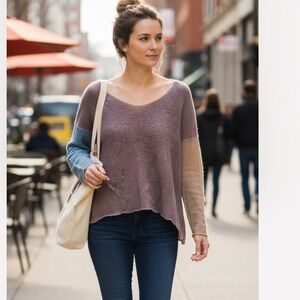 F. Cashmere Sweater in Brown, Blue, and Tan